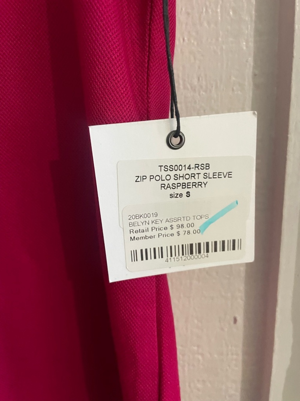 BELYN KEY Zip Polo Short Sleeve Raspberry - S - Picture 6 of 6
